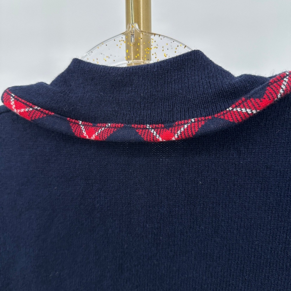 Janie and Jack Girls Plaid Trim Cape 6-12‎ Months Wool Blend Navy Jacket Poncho - Picture 5 of 7